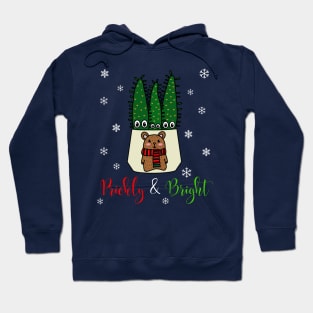 Prickly And Bright - Eves Pin Cacti In Christmas Bear Pot Hoodie